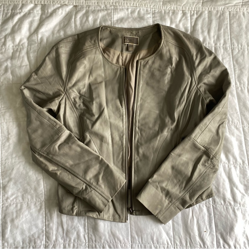 Women’s Grey Leather Designer Jacket